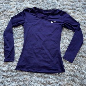 Dark Purple Nike Dri-Fit Long Sleeve T-Shirt